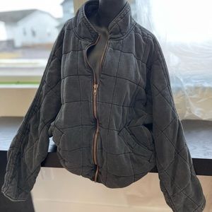 Free people dolman quilted jacket in black